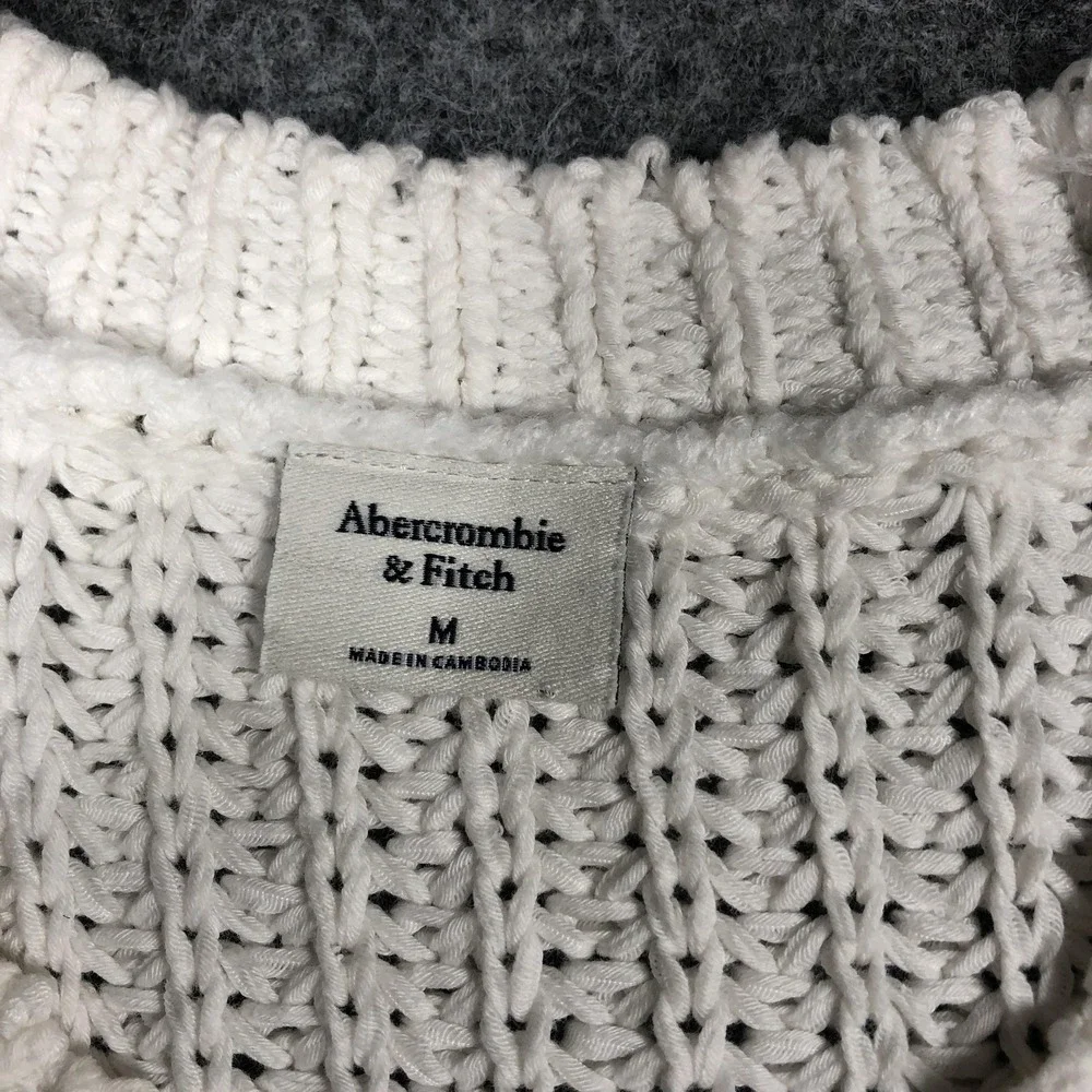 Abercrombie & Fitch Sweater Vest Womens M White Chunky Knit Sleeveless Cozy